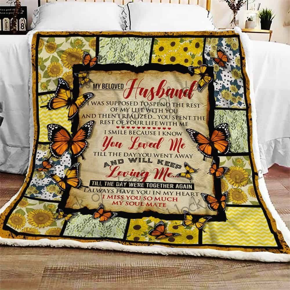 Husband In Heaven Butterfly Sherpa Fleece Blanket