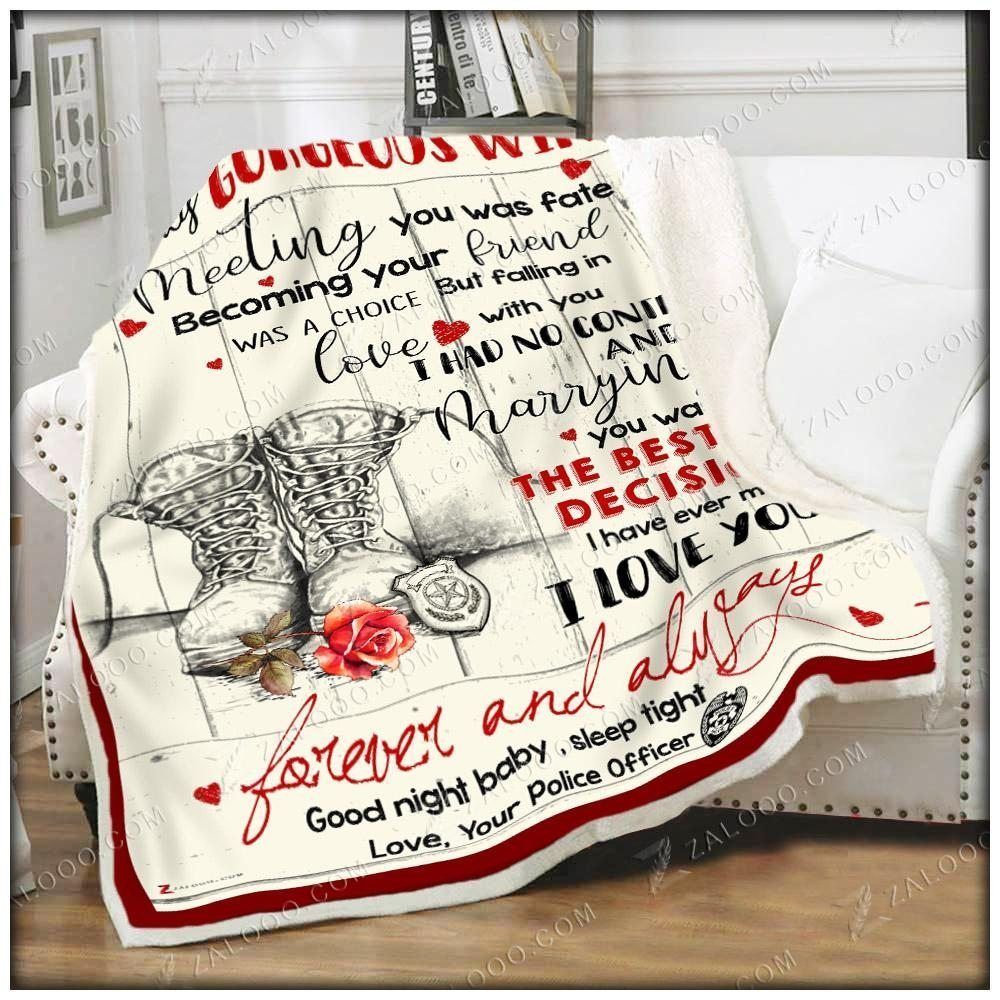Husband Police Sherpa Fleece Blanket