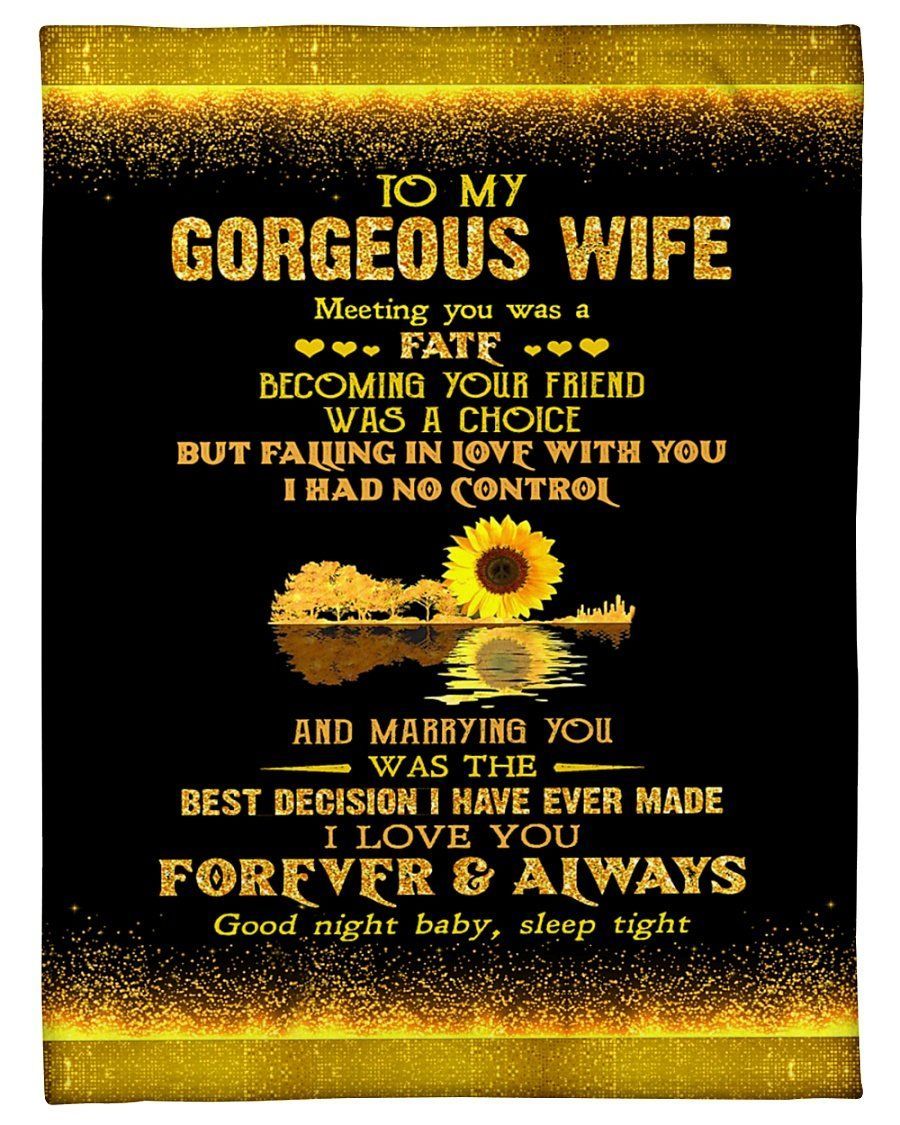 Husband To My Gorgeous Wife Meeting You Was A Fate Sunflowers Fleece Blanket Fleece Blanket