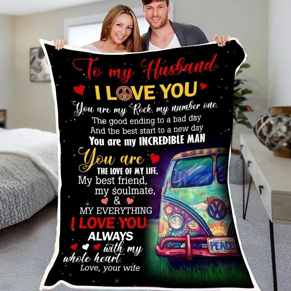 Husband To My Husband I Love You You Are My Rock My Number One Gift For Husband Sherpa Fleece Blanket