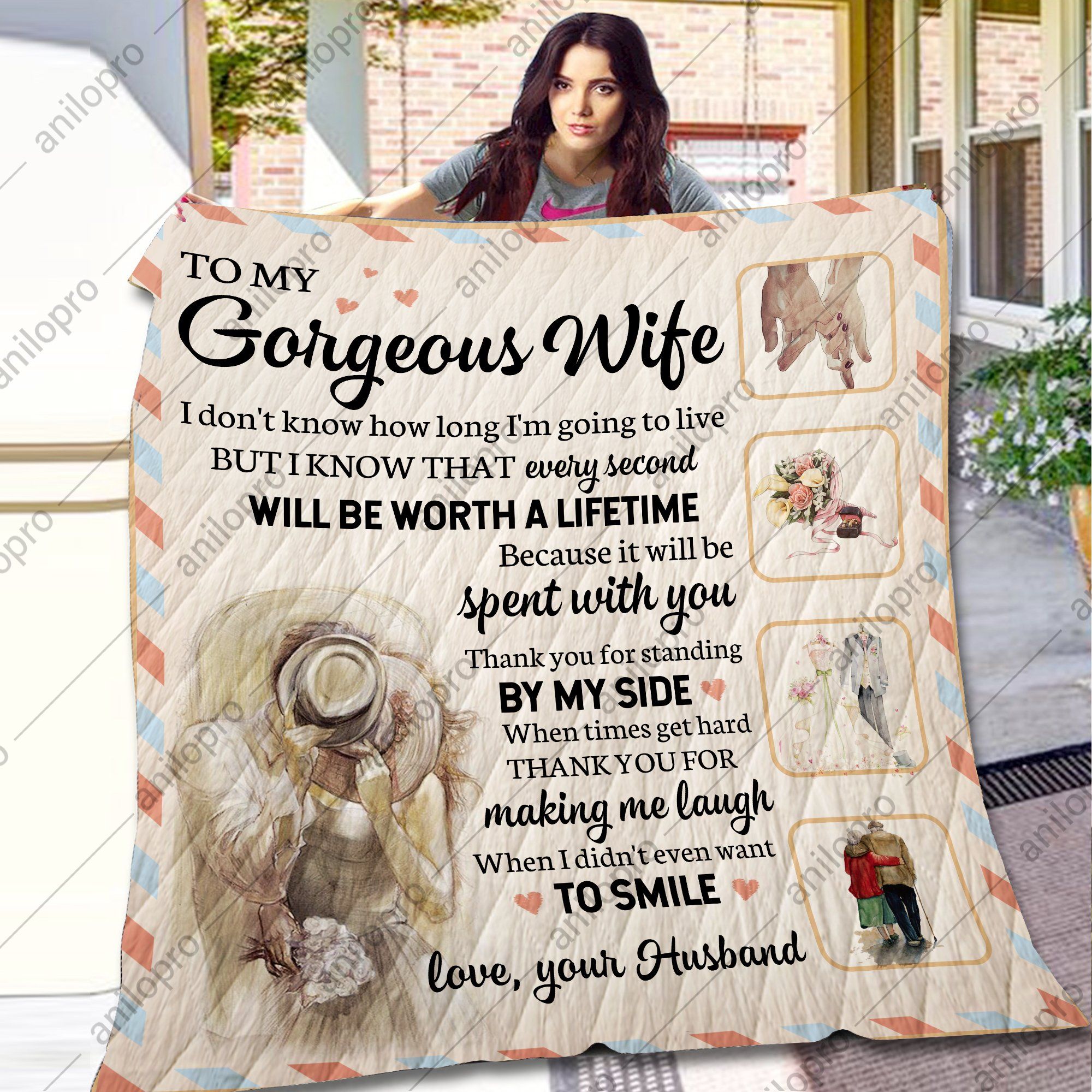 Husband To Wife Thank You Quilt Blanket DHC040120174TD