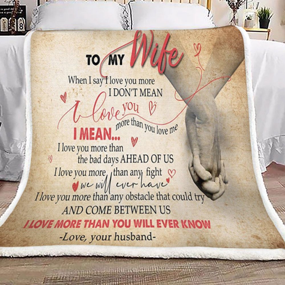 Husband To Wife Wolf Sherpa Fleece Blanket