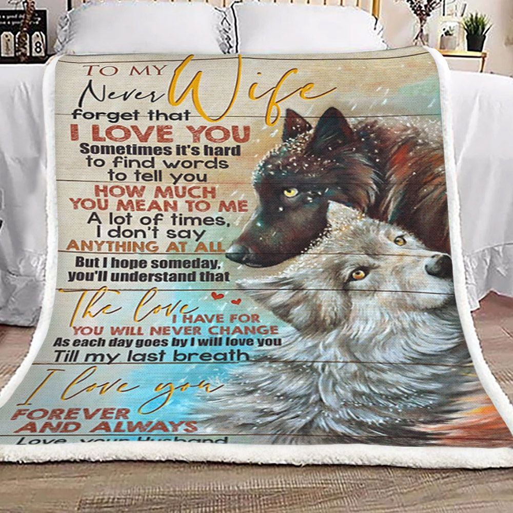 Husband To Wife Wolf Sherpa Fleece Blanket