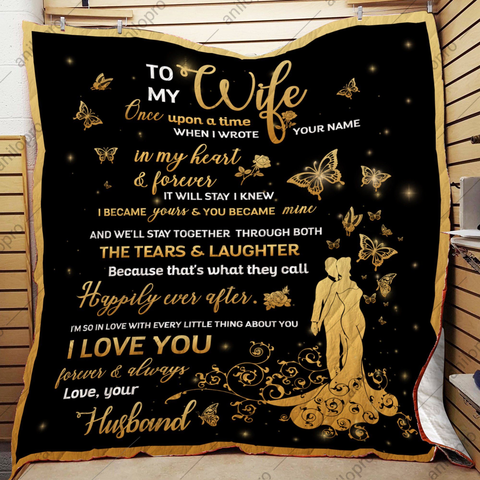 Husband To Wife Wrote Your Name In My Heart Quilt Blanket DHC040120115TD