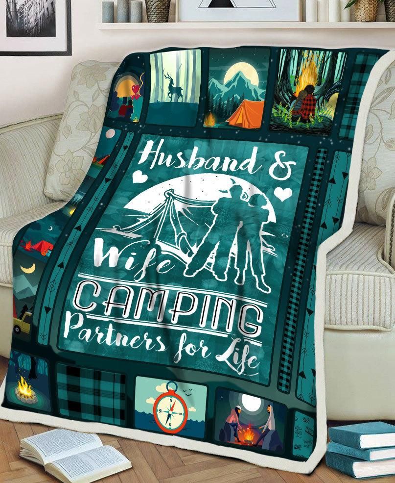 Husband Wife Camping Partners Sherpa Fleece Blanket