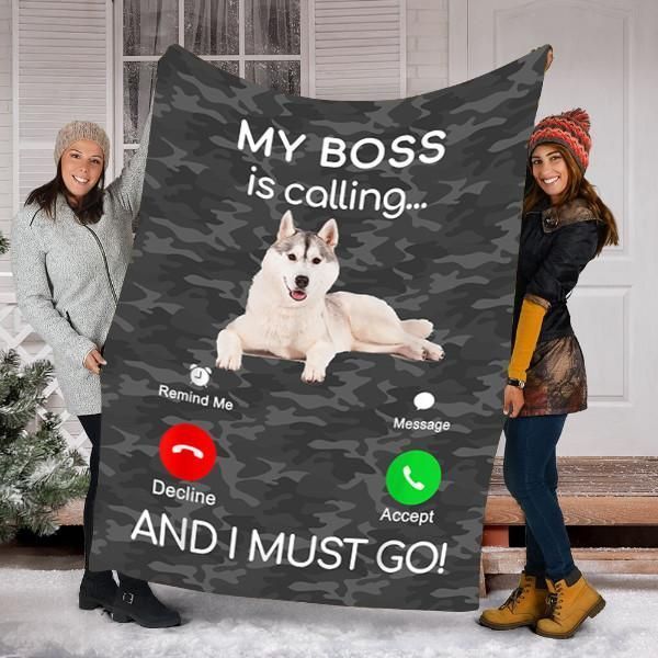 Husky Dog Puppy Dog Sherpa Fleece Blanket