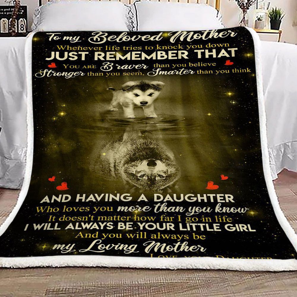 Husky Dog To My Beloved Mother Daughter Sherpa Fleece Blanket