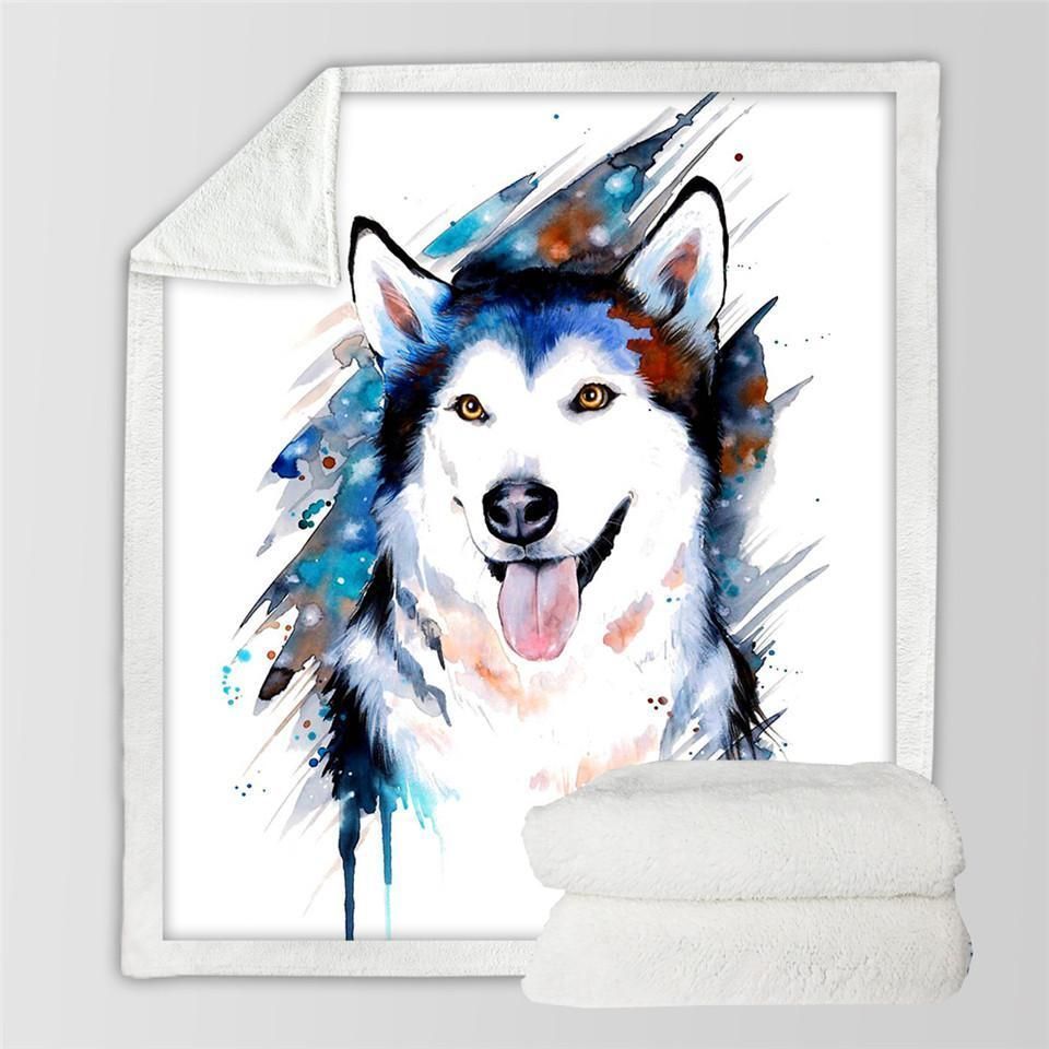 Husky Sherpa Fleece Blanket