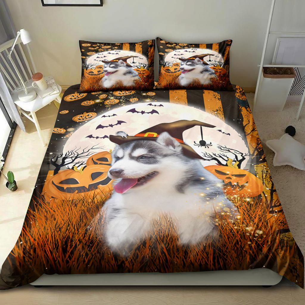 Husky Happy Halloween Flag Bedding Set