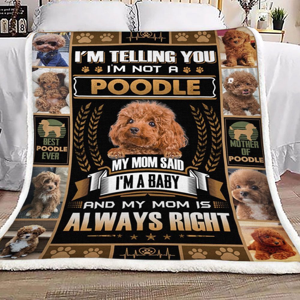 I Am A Baby Poodle Sherpa Fleece Blanket