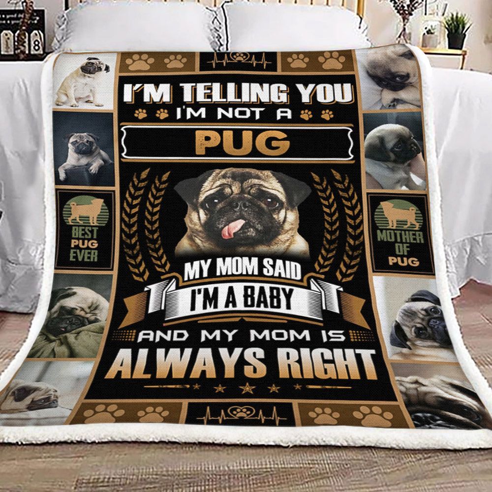 I Am A Baby Pug Sherpa Fleece Blanket