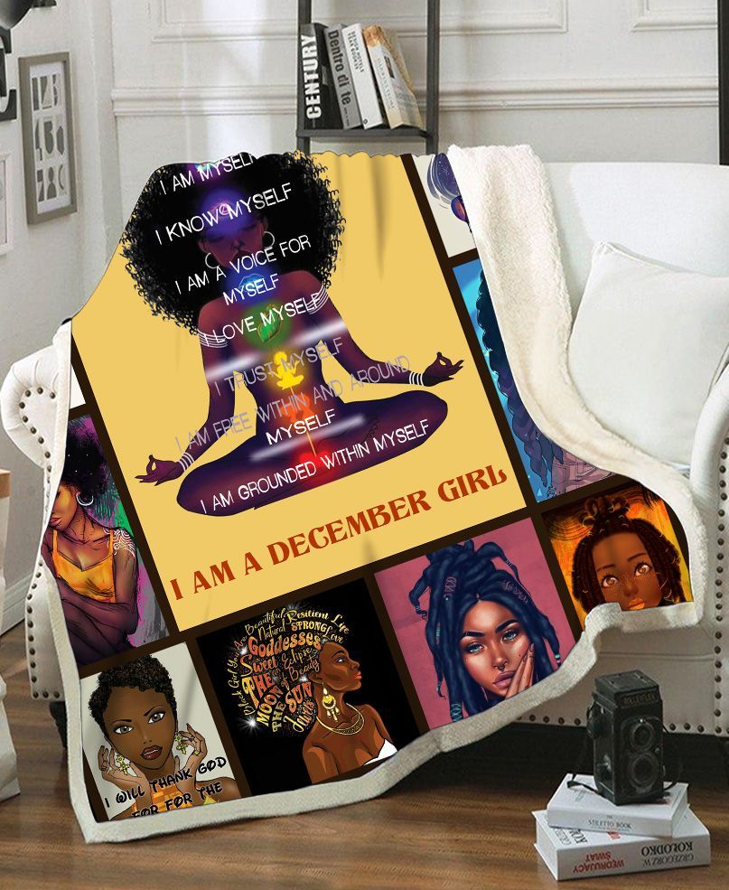 I Am A December Girl I Am Myself Sherpa Fleece Blanket