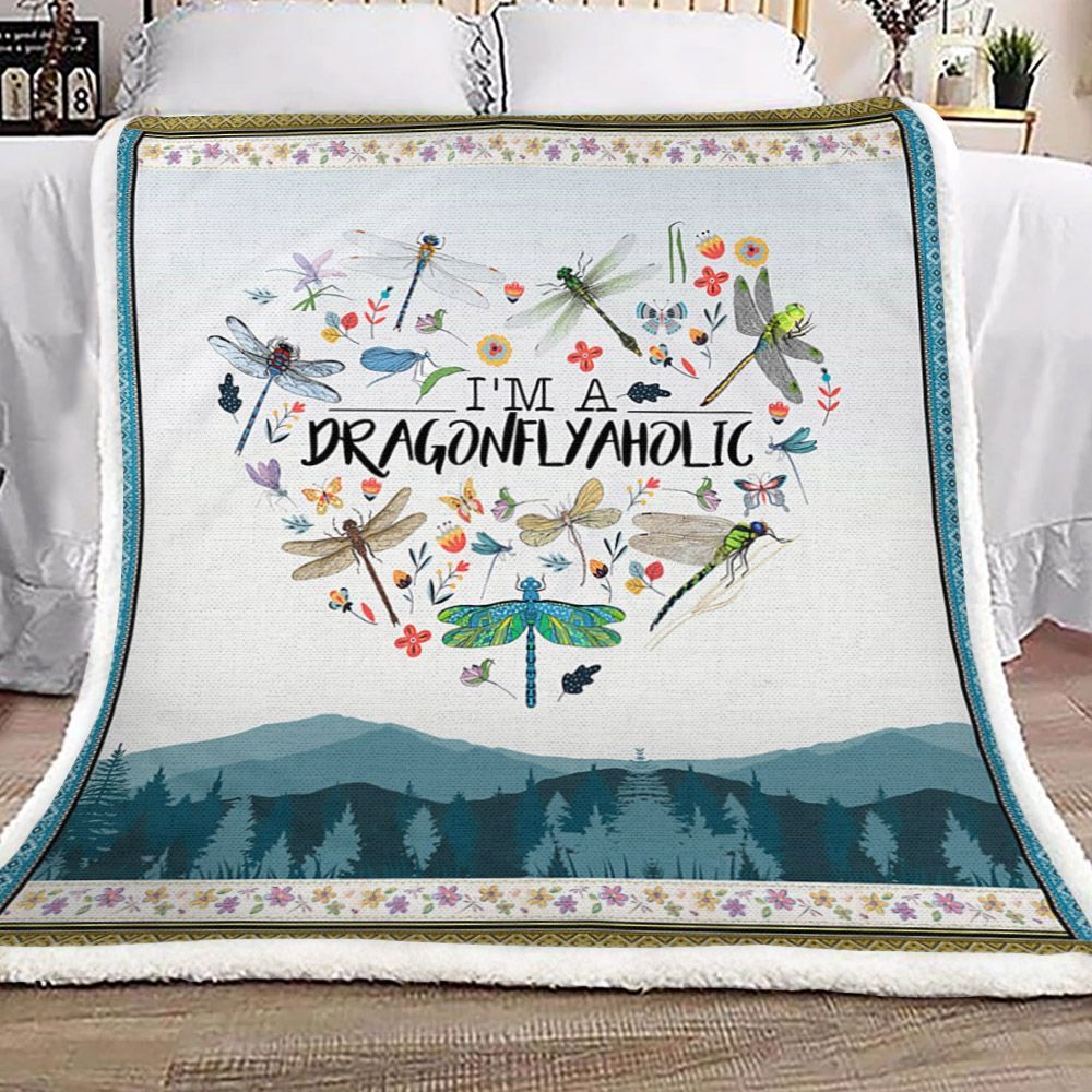 I Am A Dragonfly Sherpa Fleece Blanket