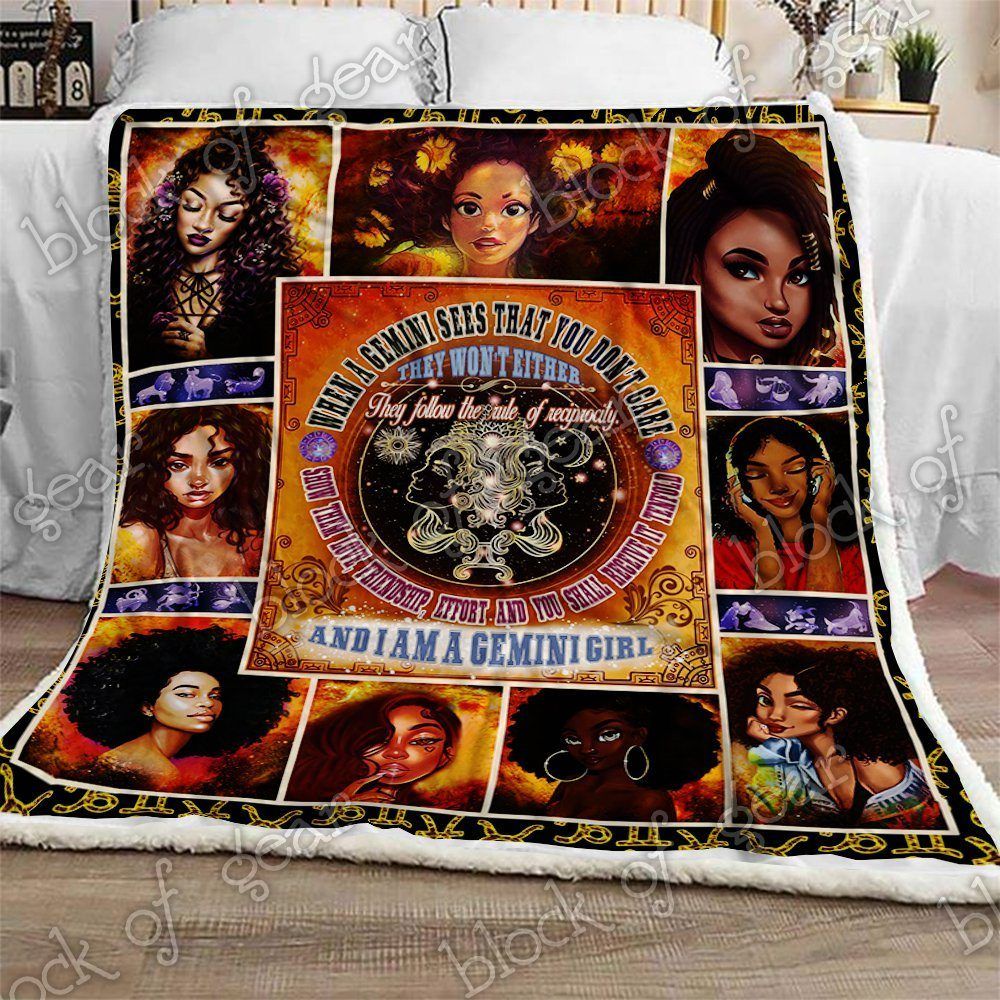I Am A Gemini Girl Black Women Sherpa Fleece Blanket