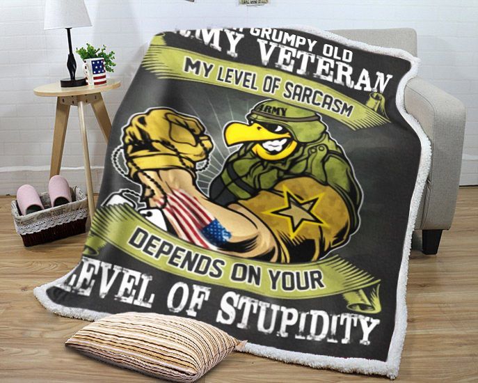 I Am A Grumpy Old Army Veteran Sherpa Fleece Blanket