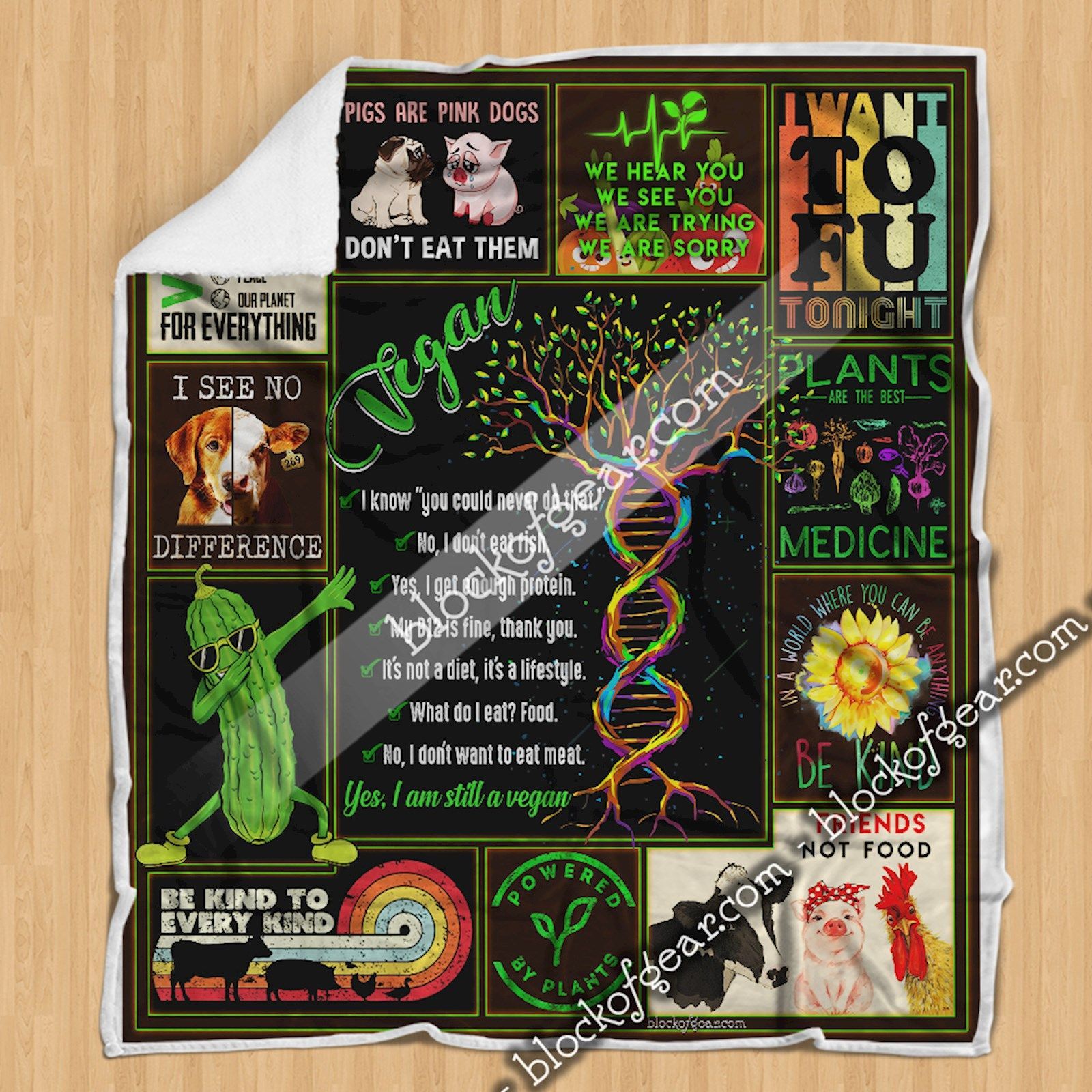 I Am A Vegan Sherpa Fleece Blanket