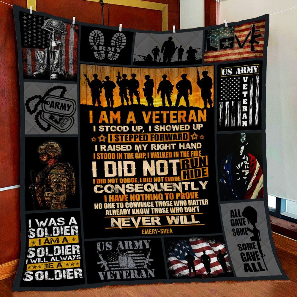I Am A Veteran US Army GS-CL-LD2506 Quilt Blanket