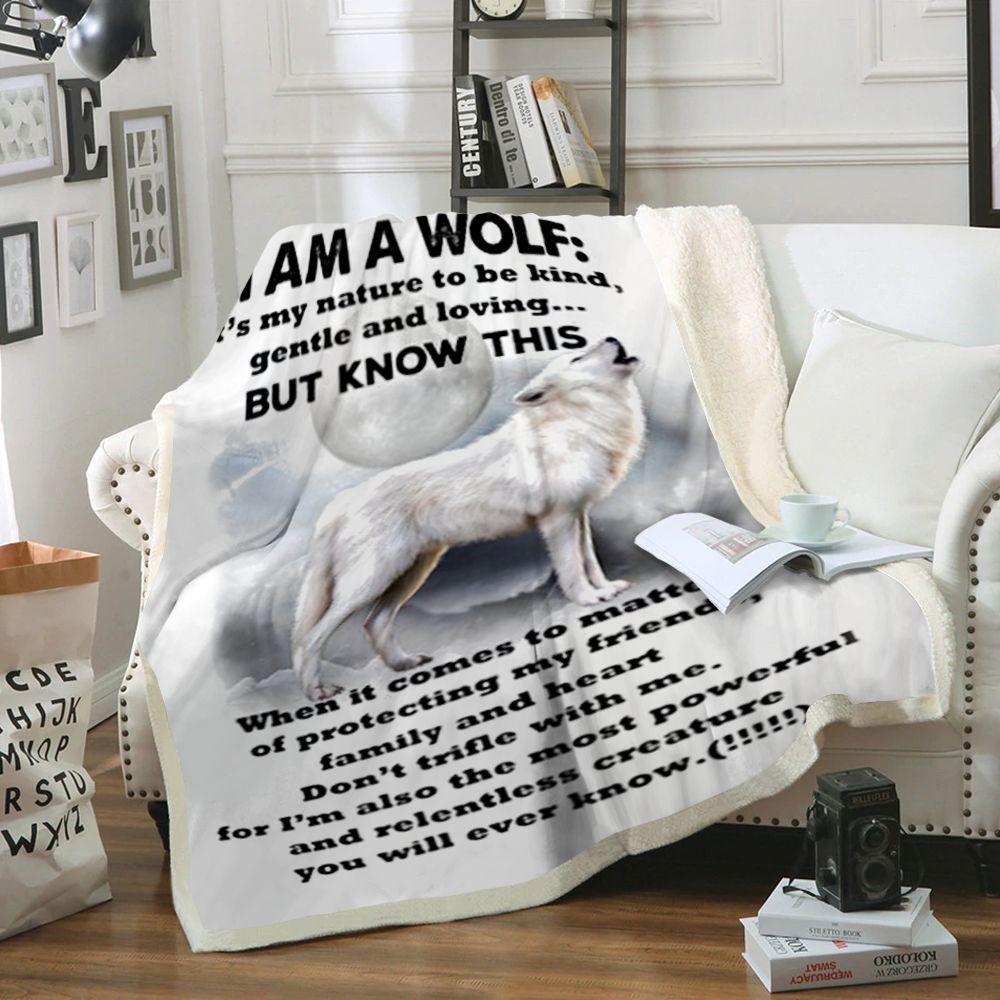 I Am A Wolf Sherpa Fleece Blanket