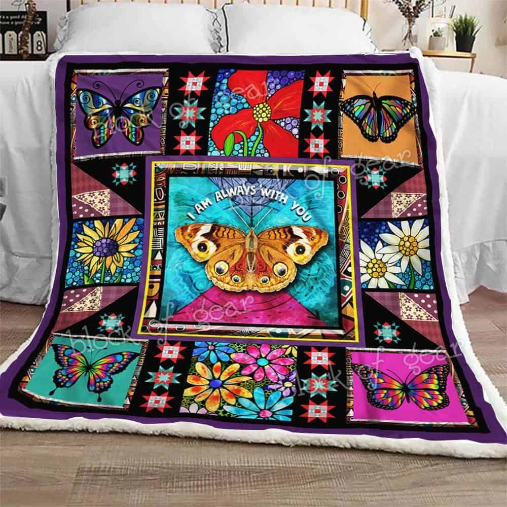 I Am Always With You Butterfly Fleece Blanket