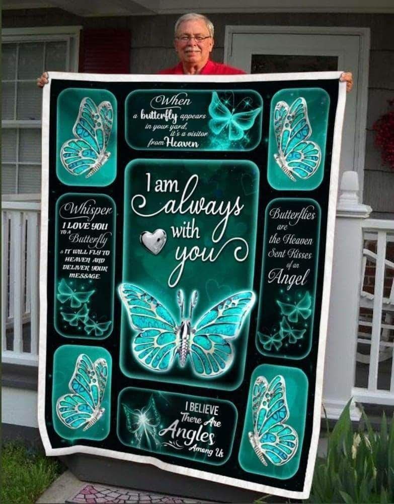 I Am Always With You Butterfly Silver Sherpa Fleece Blanket