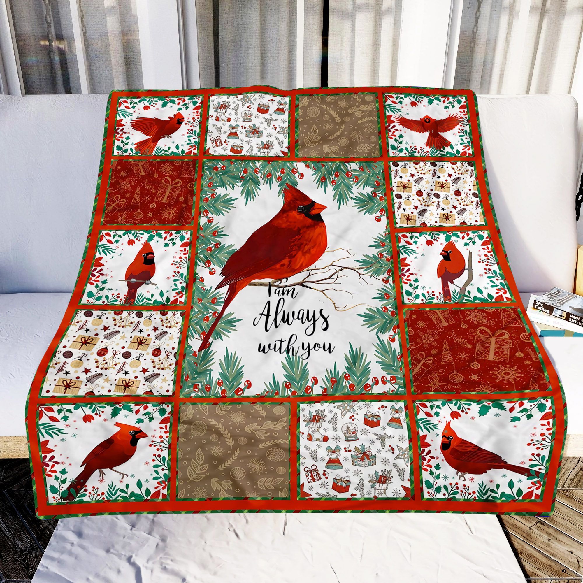 I Am Always With You Cardinal Bird Christmas Gift Sherpa Fleece Blanket