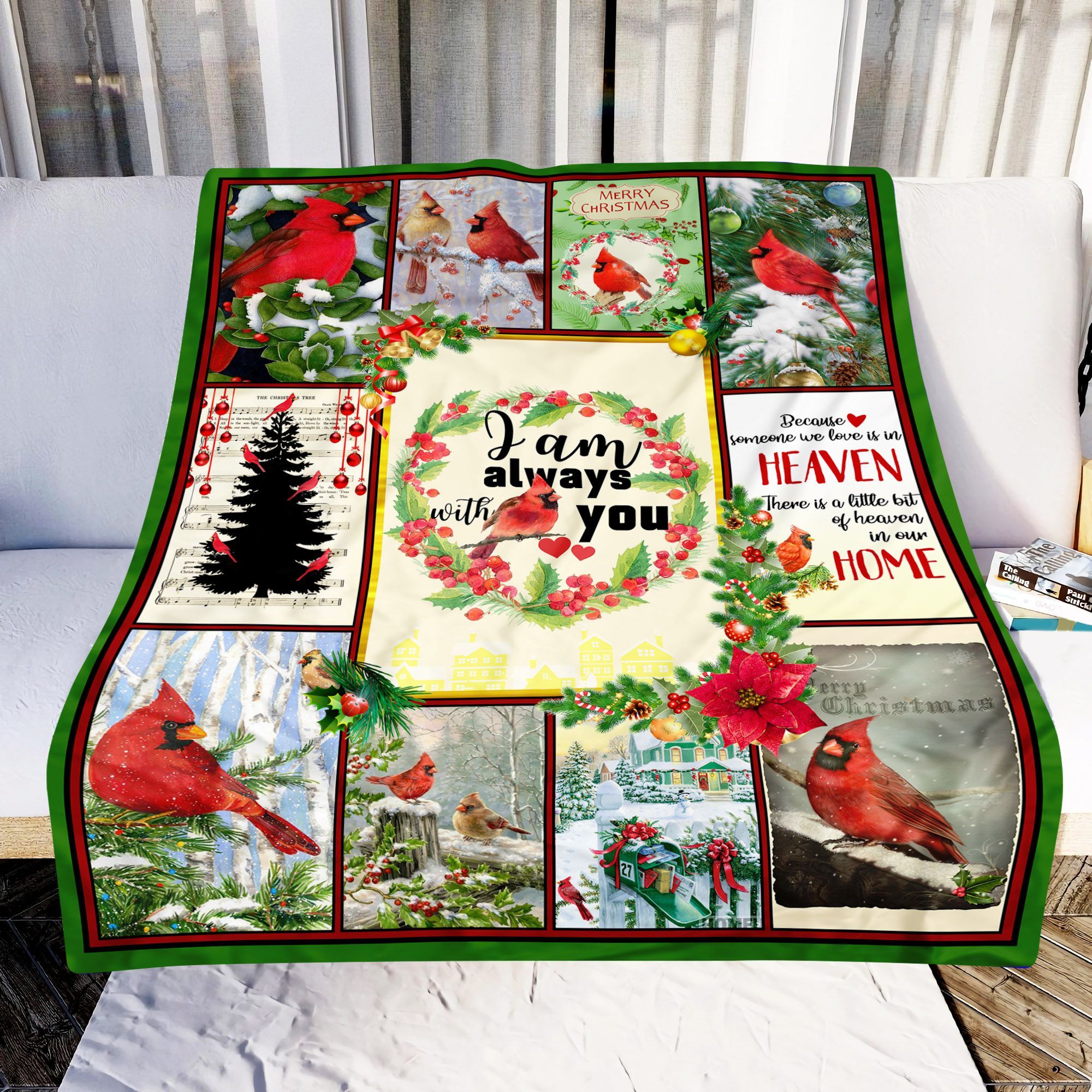I Am Always With You Cardinal Christmas Sherpa Fleece Blanket