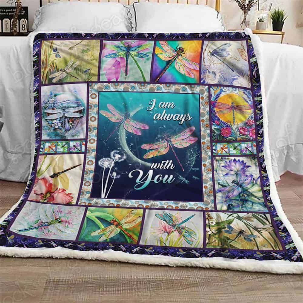 I Am Always With You Dragonfly Fleece Blanket