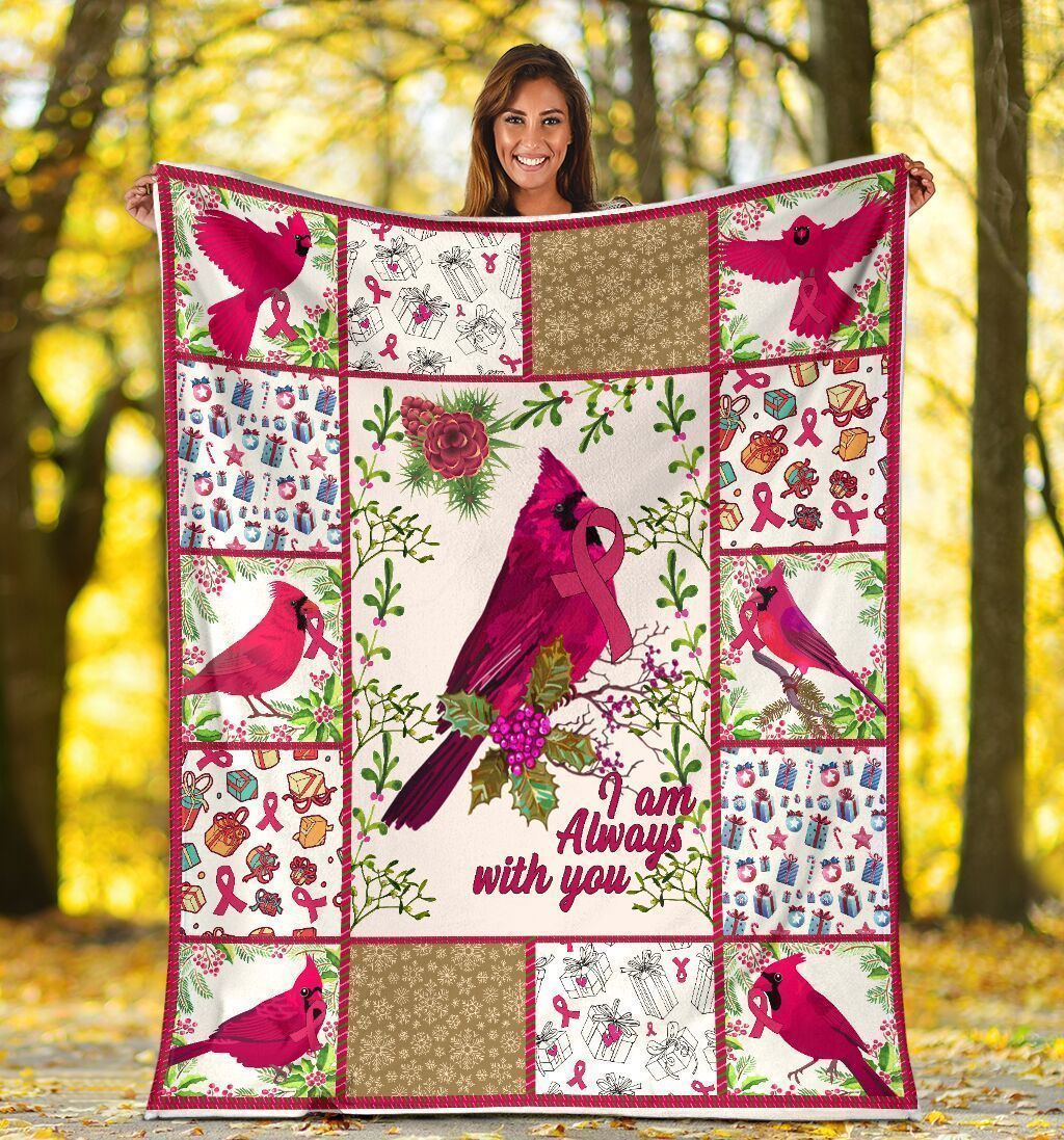 I Am Always With You Red Cardinal Breast Cancer Fleece Blanket