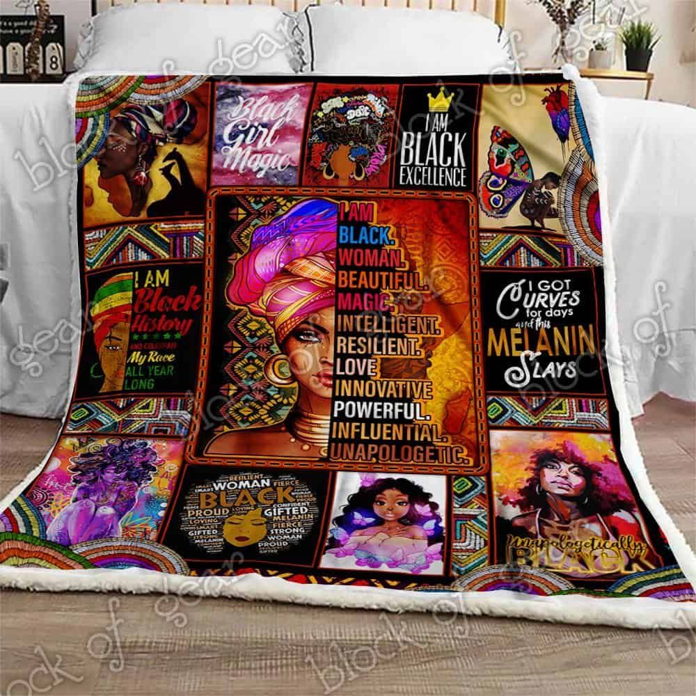 I Am Black Woman Fleece Blanket