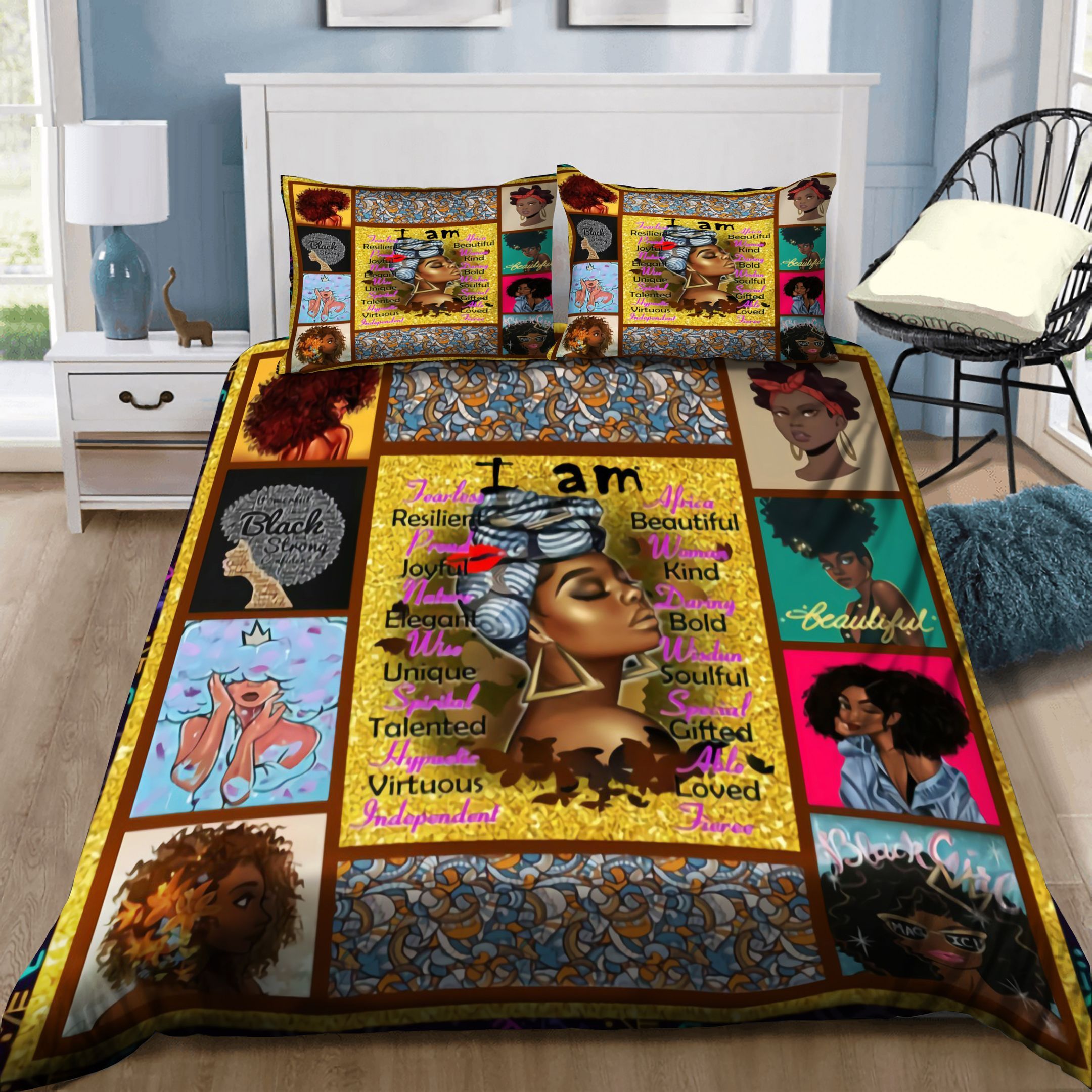 I Am Black Women Bedding Set