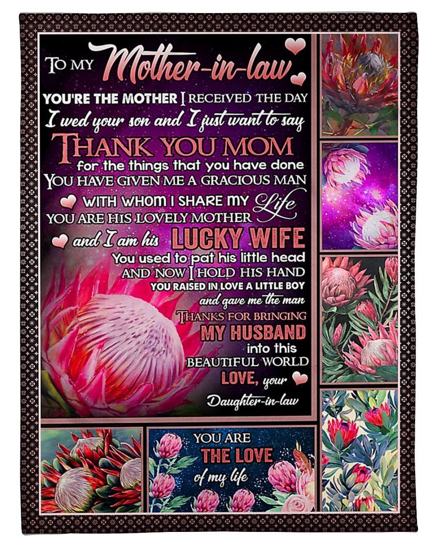 I Am His Lucky Wife To Mother In Law Fleece Blanket Fleece Blanket