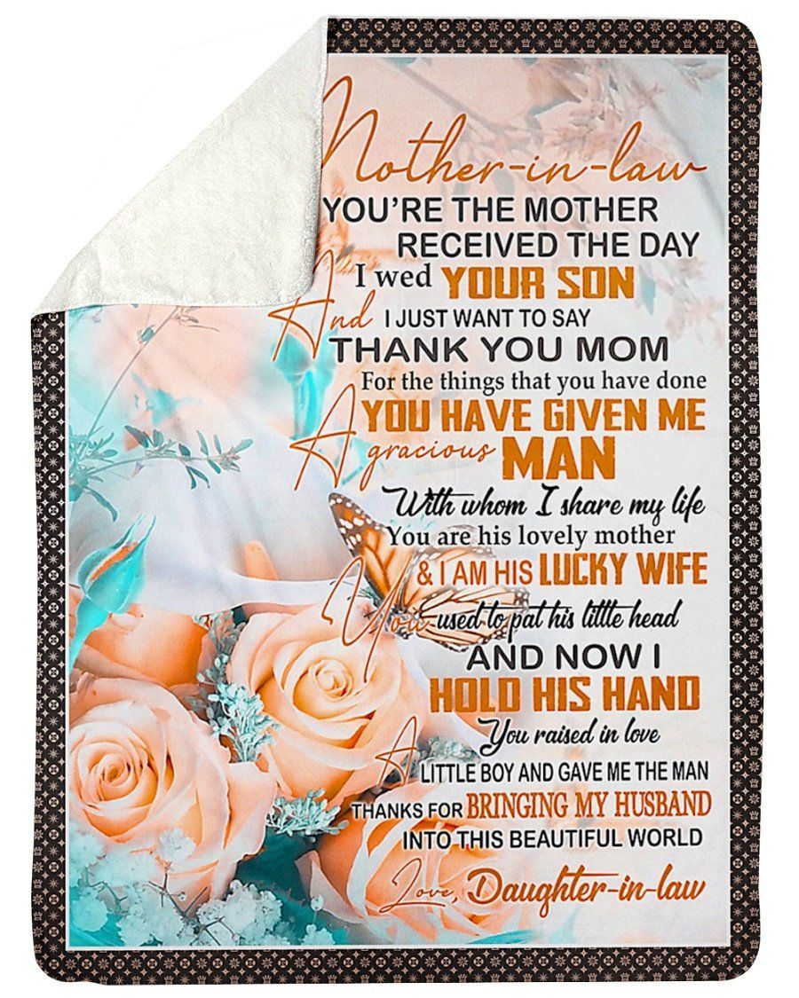 I Am His Lucky Wife To Mother In Law Rose Fleece Blanket Sherpa Blanket