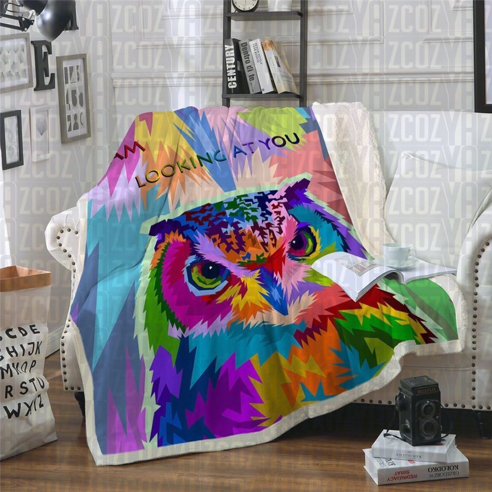 I Am Looking At You Owl Sherpa Fleece Blanket