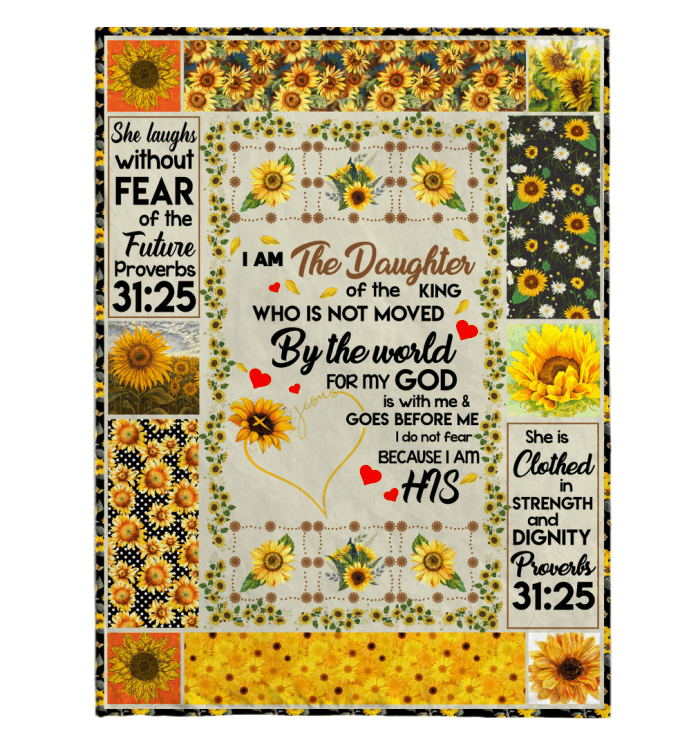 I Am The Daughter Of The King Sunflower Fleece Blanket