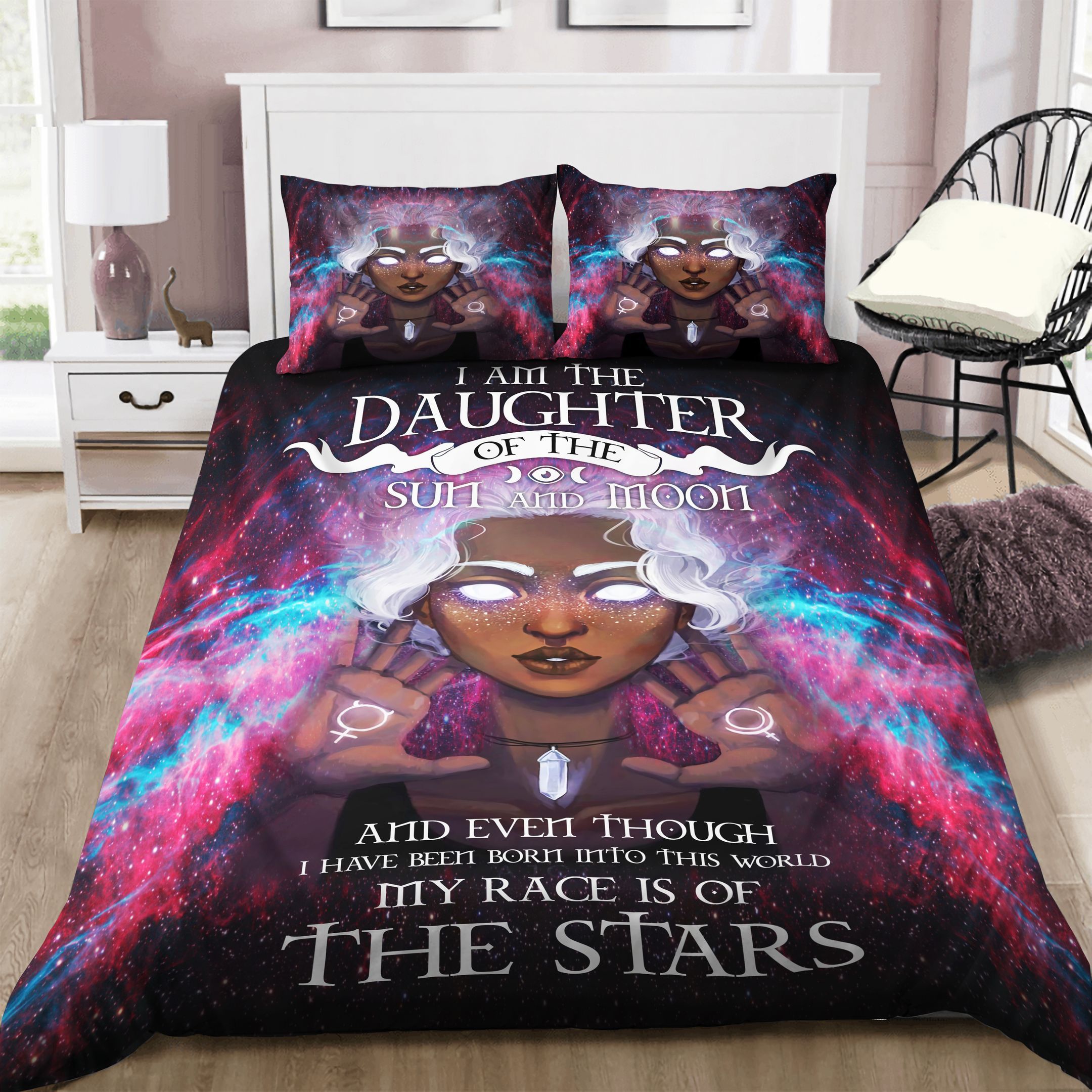 I Am The Daughter Of The Sun And Moon Black Girl Bedding Set