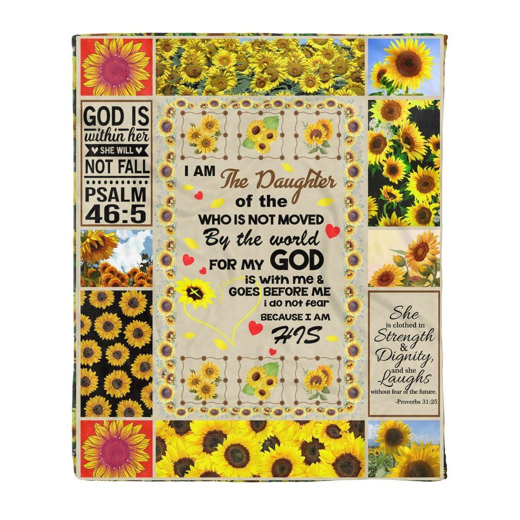 I Am The Daughter Of The Who Is Not Moved Sunflower Sherpa Fleece Blanket