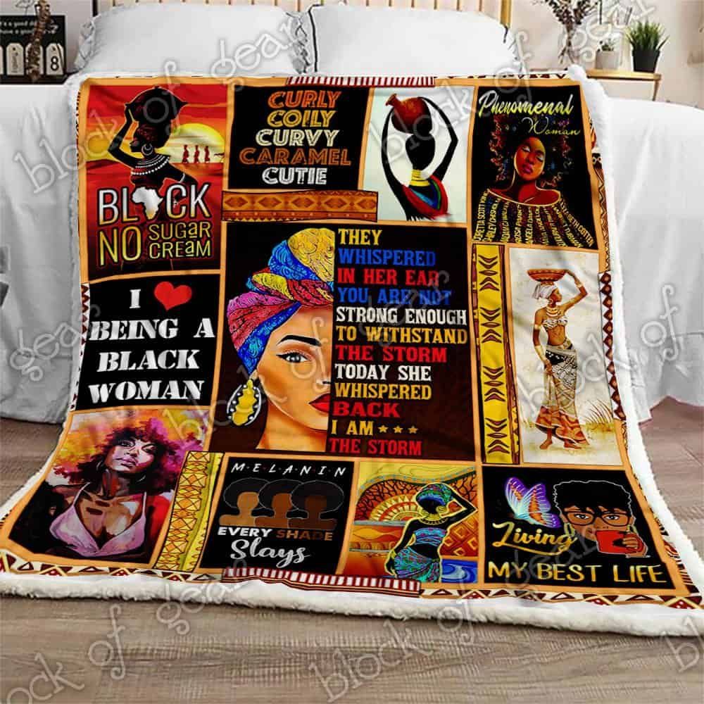 I Am The Storm Black Woman Fleece Blanket