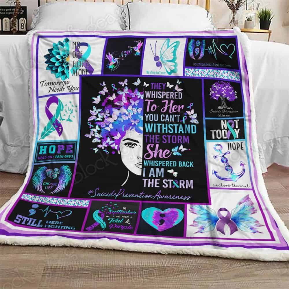 I Am The Storm Suicide Prevention Awareness Sherpa Fleece Blanket