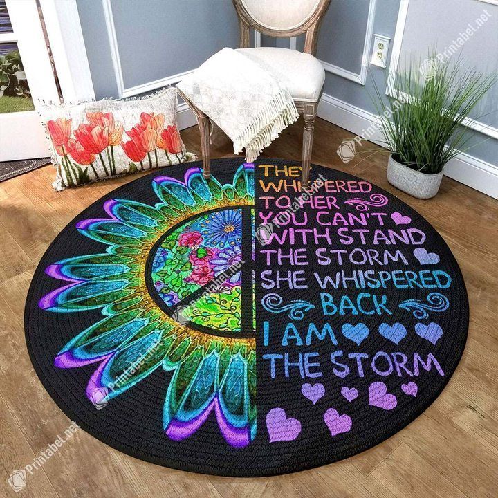 I Am The Storm Sunflower Round Carpet