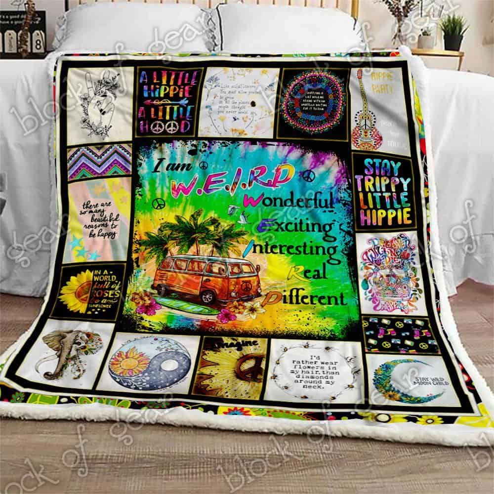 I Am W.E.I.R.D Hippie Fleece Blanket