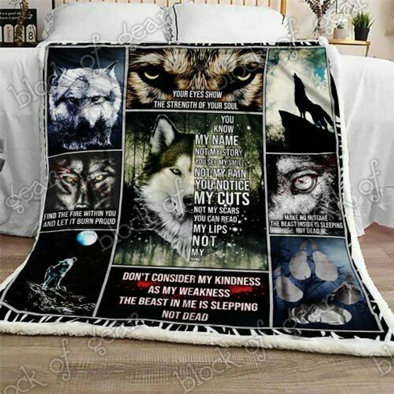 I Am Wolf Sherpa Fleece Blanket
