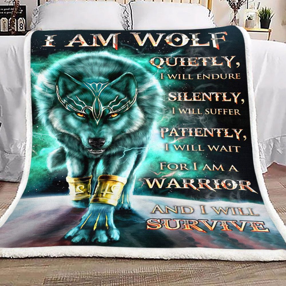 I Am Wolf Sherpa Fleece Blanket
