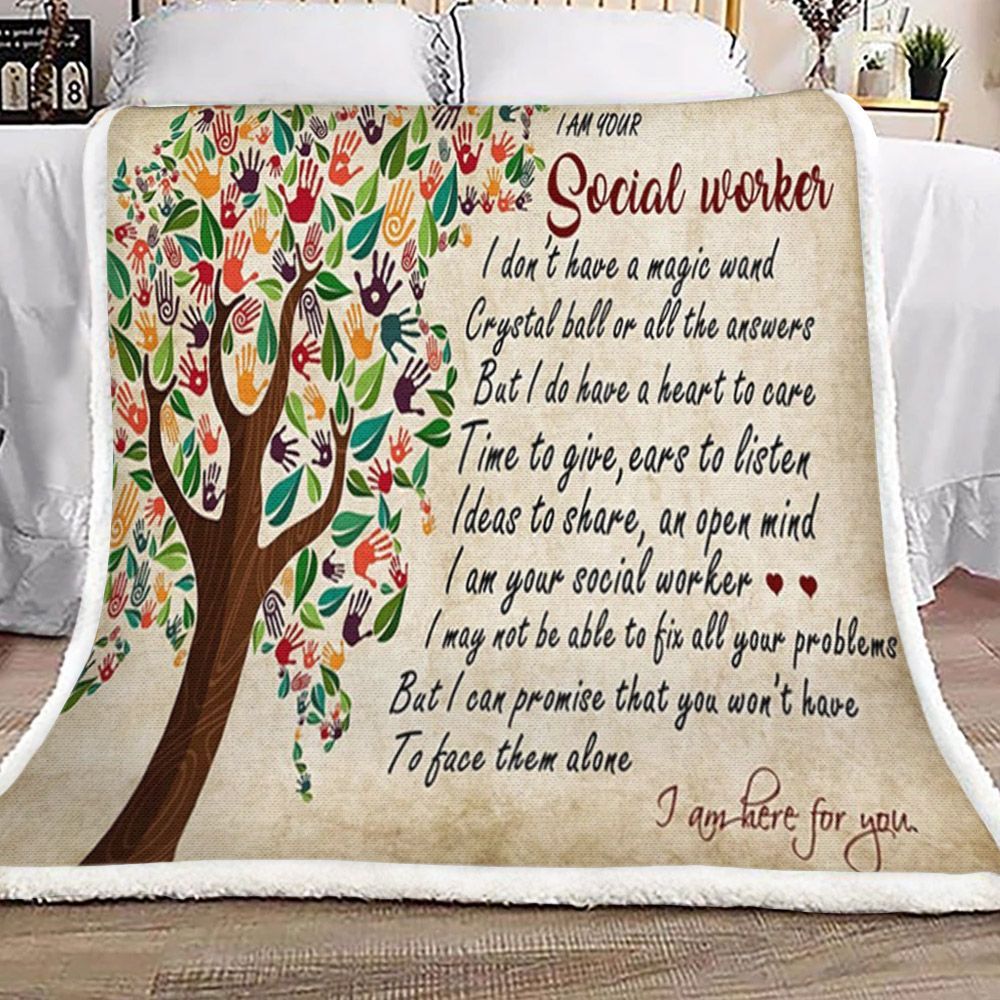 I Am Your Social Worker Sherpa Fleece Blanket