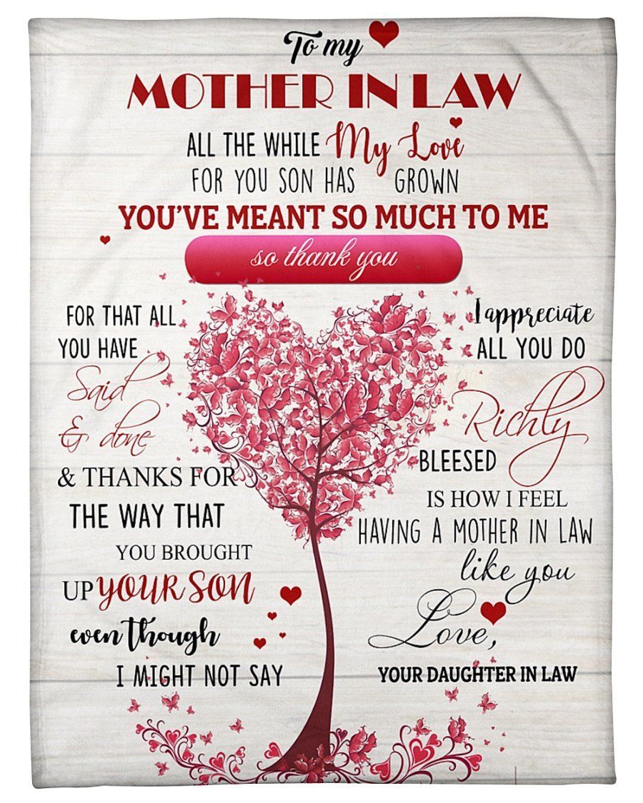 I Appreciate All You Do Pink Heart Tree To Mother In Law Fleece Blanket Fleece Blanket