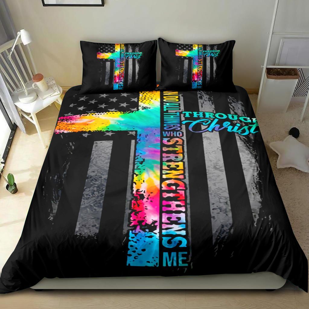 I Can Do All Things Cross Tie Dye Bedding Set