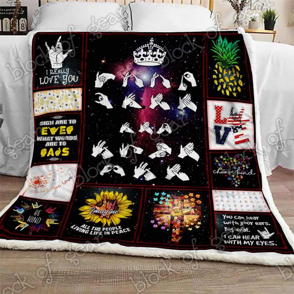 I Can Hear With My Eyes Deaf Pride Fleece Blanket