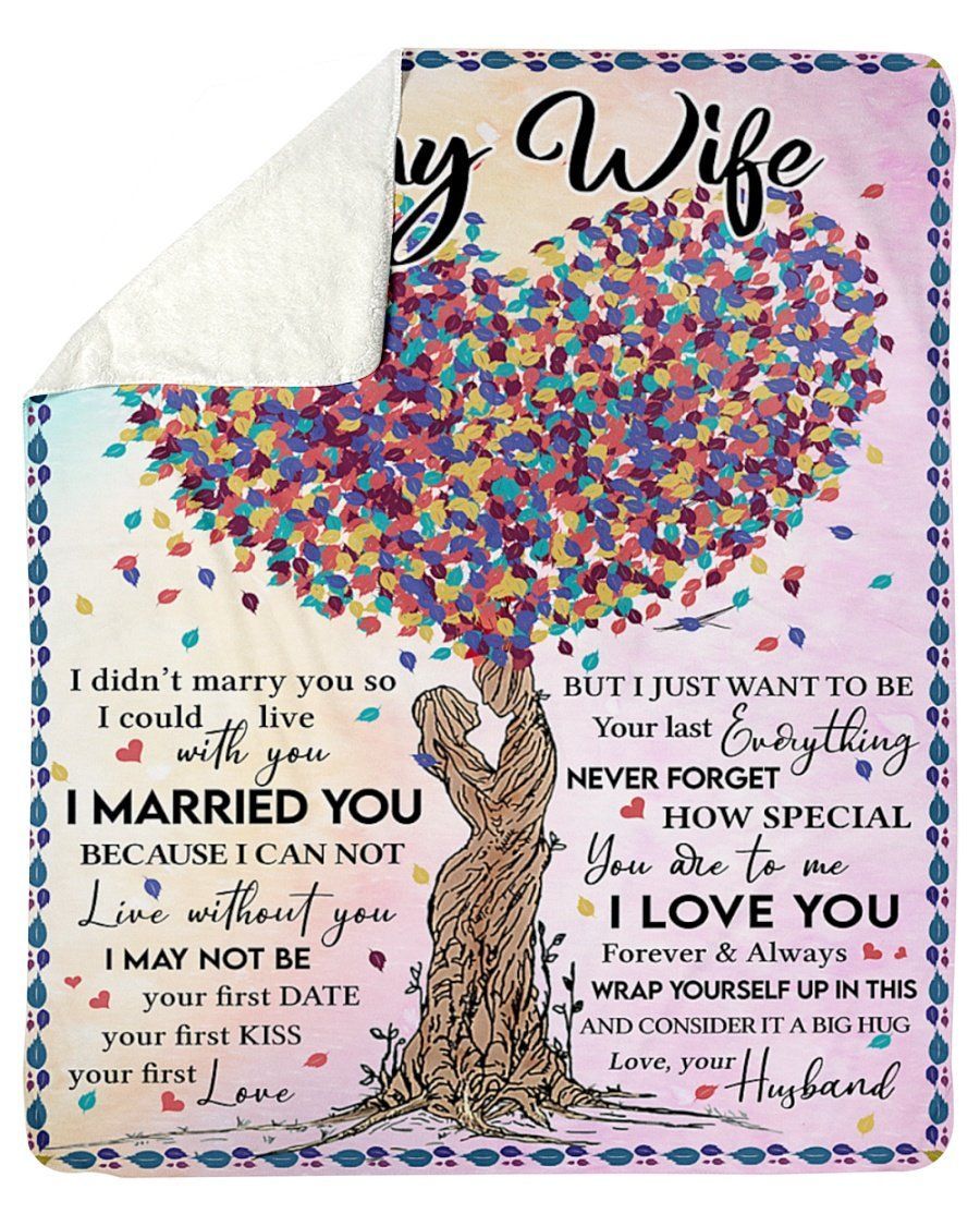 I Can’t Live Without You Colorful Heart Tree To Wife Sherpa Blanket