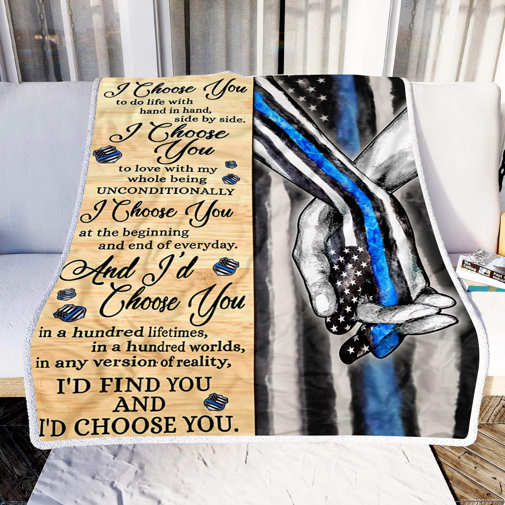 I Choose You Flag Blue Fleece Blanket