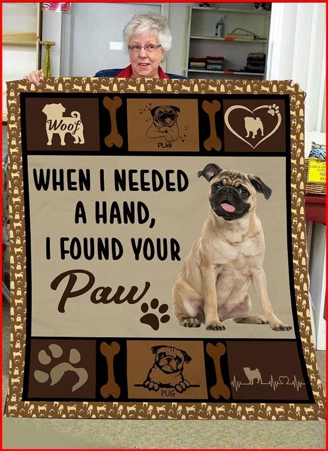 I Found Your Paw Pug Sherpa Fleece Blanket