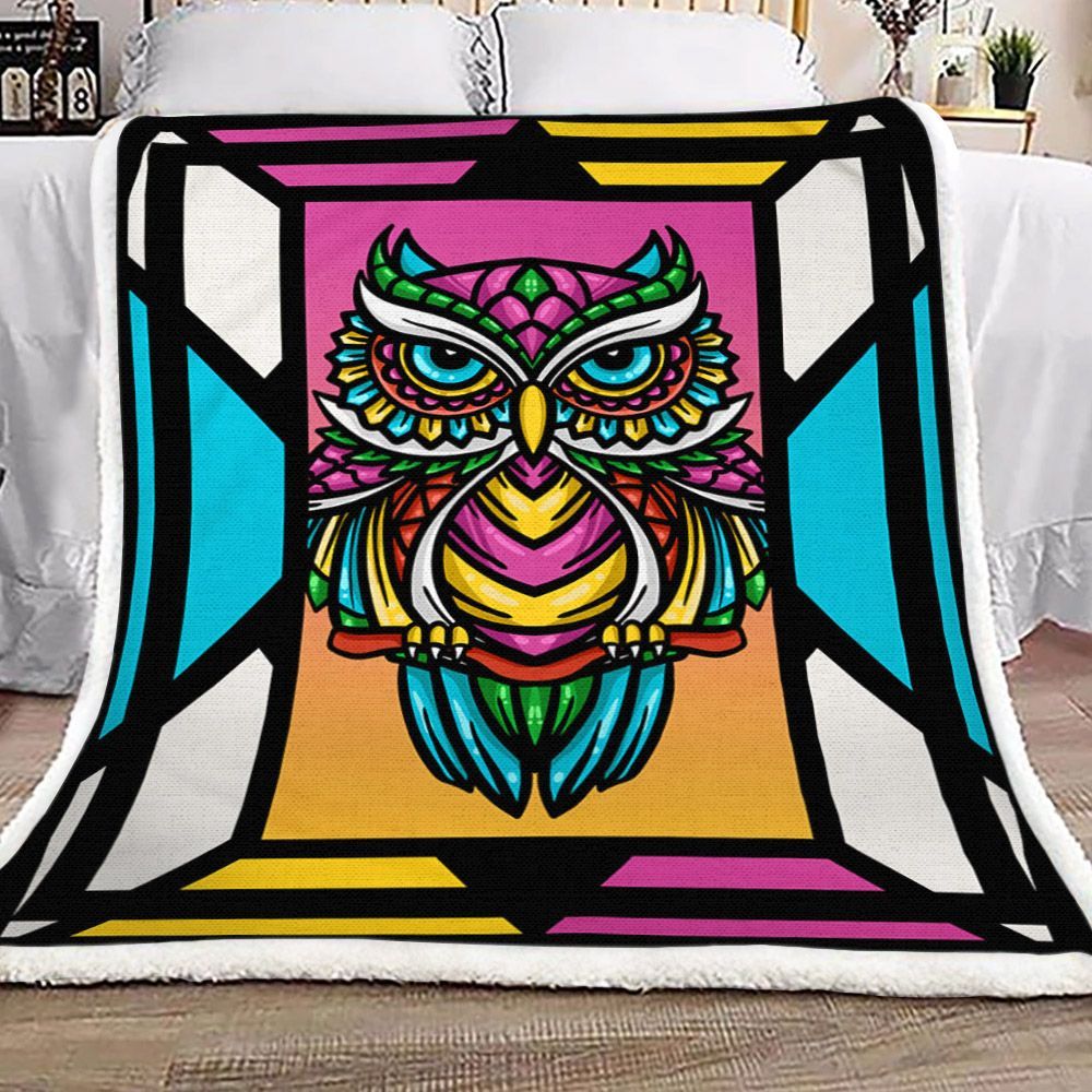 I Freaking Love Owls Sherpa Fleece Blanket